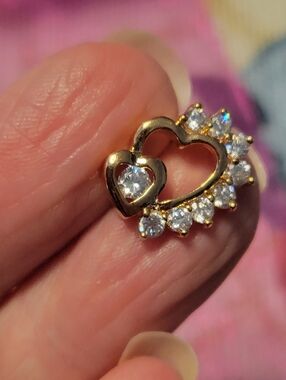 Unbranded Gold Heart Crystal Stud Earrings - /Gold